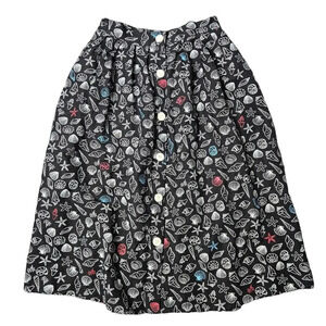 Modcloth Seashell Print Button Front Skirt